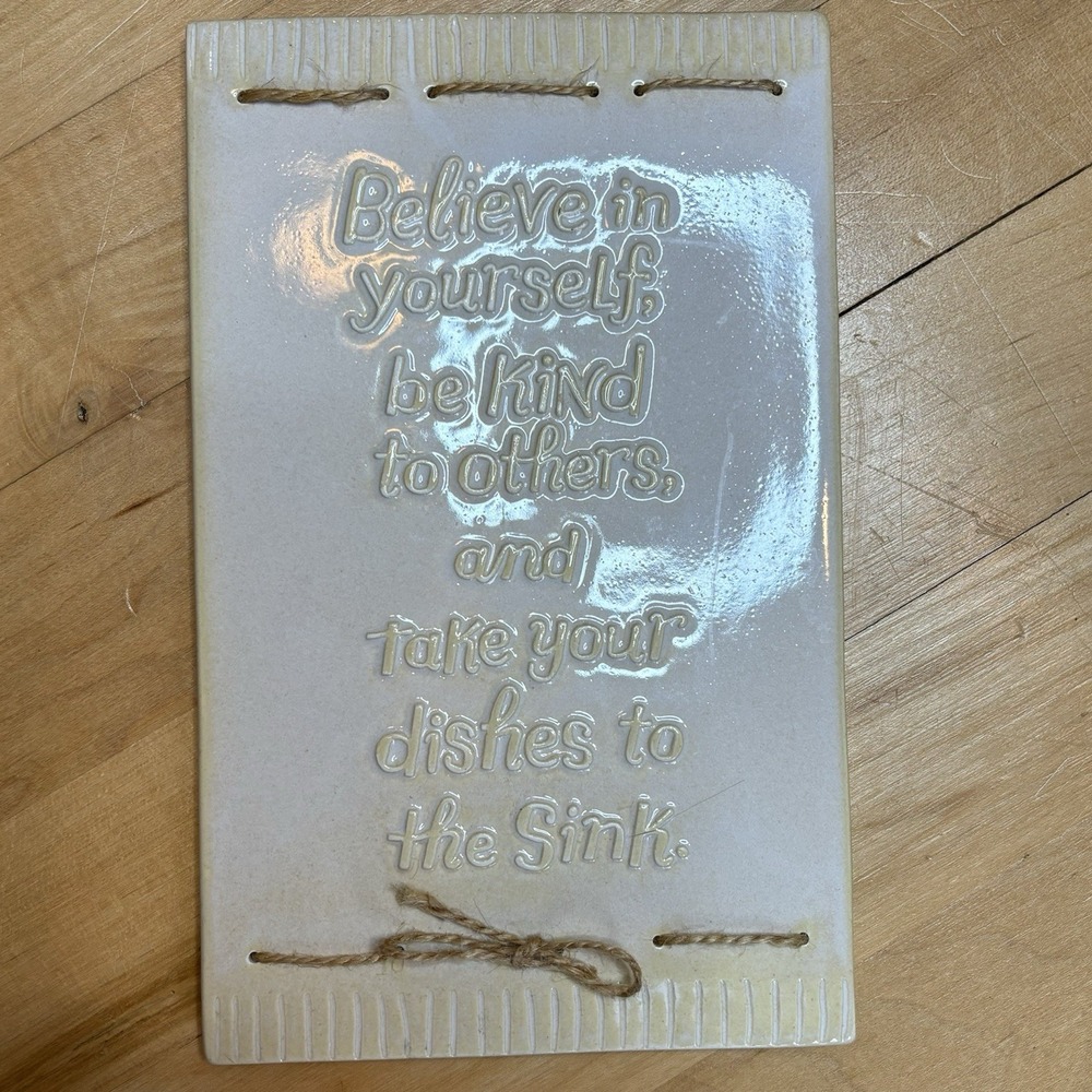 Y2K Hallmark Vintage Ceramic Plaque Be Kind Believe Cottage Grandmacore Decor